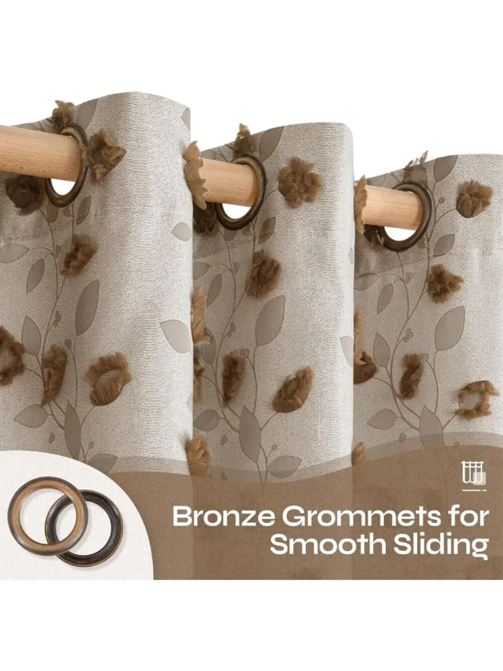 Cozy Brown Linen Curtains for Living Room - 84